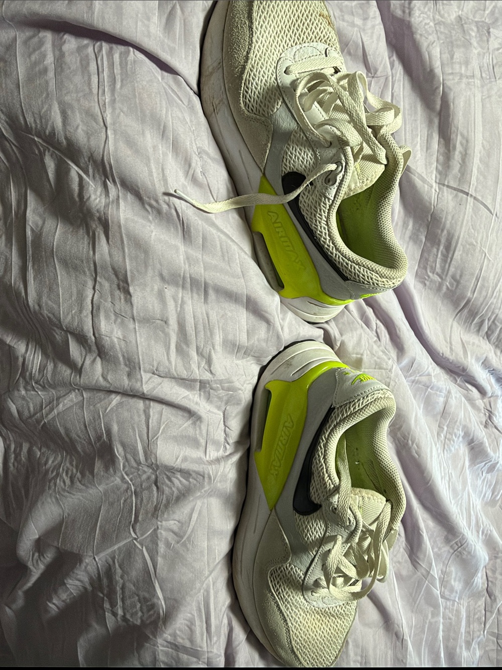 Nike Kids White and Neon Yellow Lace-Up Sneakers
